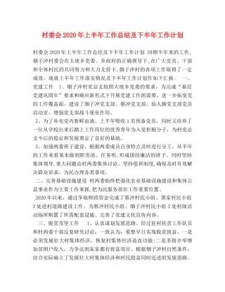 村委会2020年上半年工作总结及下半年工作计划 