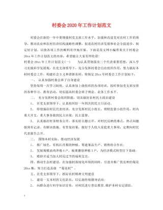 村委会2020年工作计划范文 