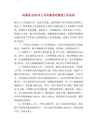 村委会2020年上半年新农村建设工作总结 