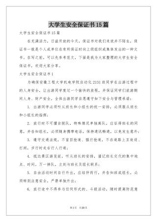 大学生安全保证书15篇