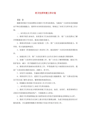 村卫生所年度工作计划 
