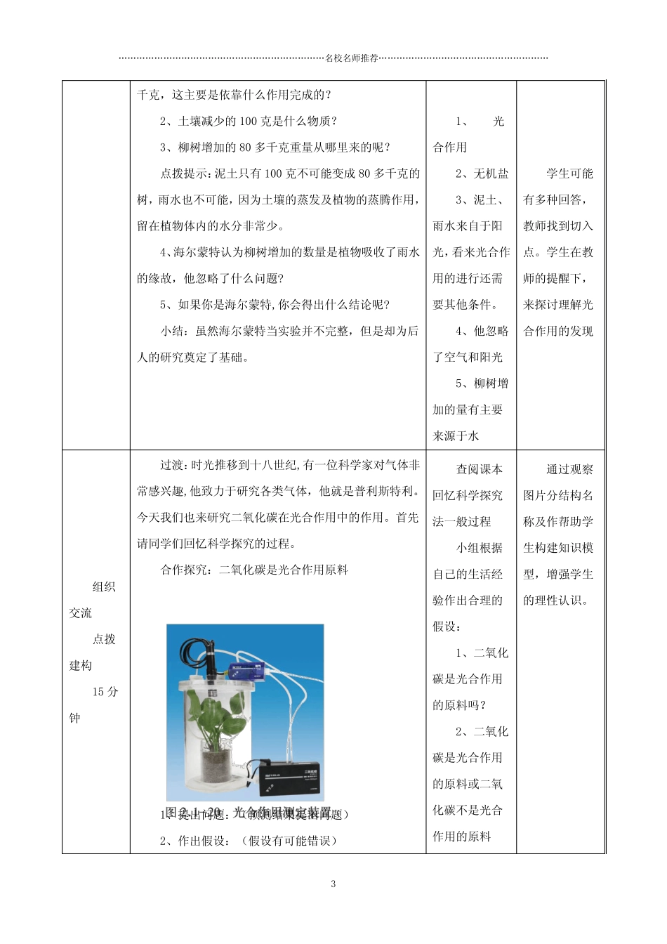 初中七年级生物上册 2.1.3《绿色植物的光合作用》第二课时名师精选教案_第3页