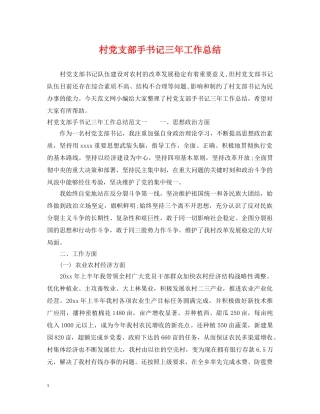 村党支部手书记三年工作总结 