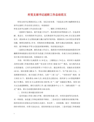 村党支部书记述职工作总结范文 