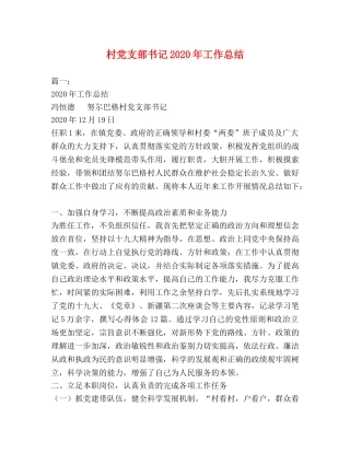 村党支部书记2020年工作总结 