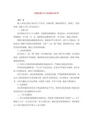村党支部个人工作总结1000字 