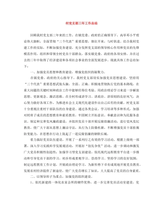 村党支部三年工作总结 