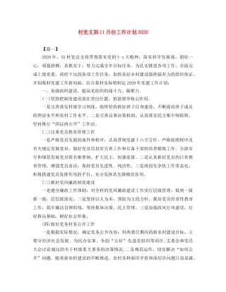 村党支部11月份工作计划2020 
