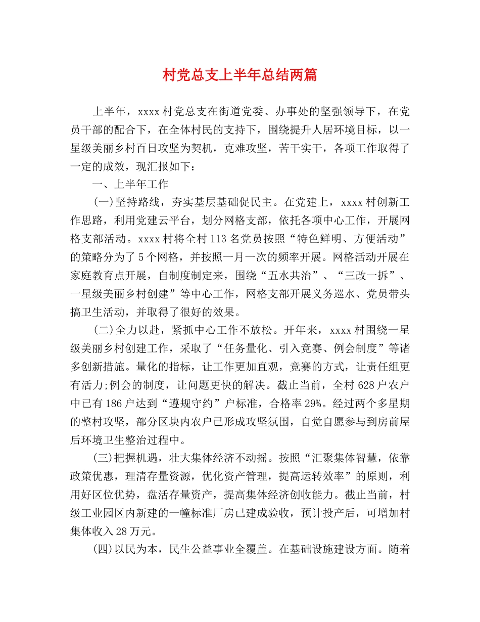 村党总支上半年总结两篇 _第1页
