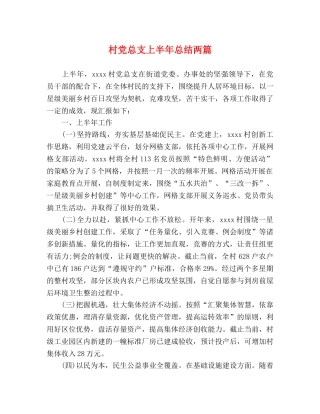 村党总支上半年总结两篇 