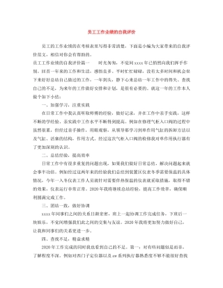 员工工作业绩的自我评价
