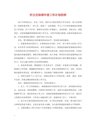 村主任助理年度工作计划范例 