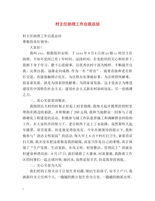 村主任助理工作自我总结 