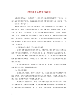 村主任个人的工作计划 