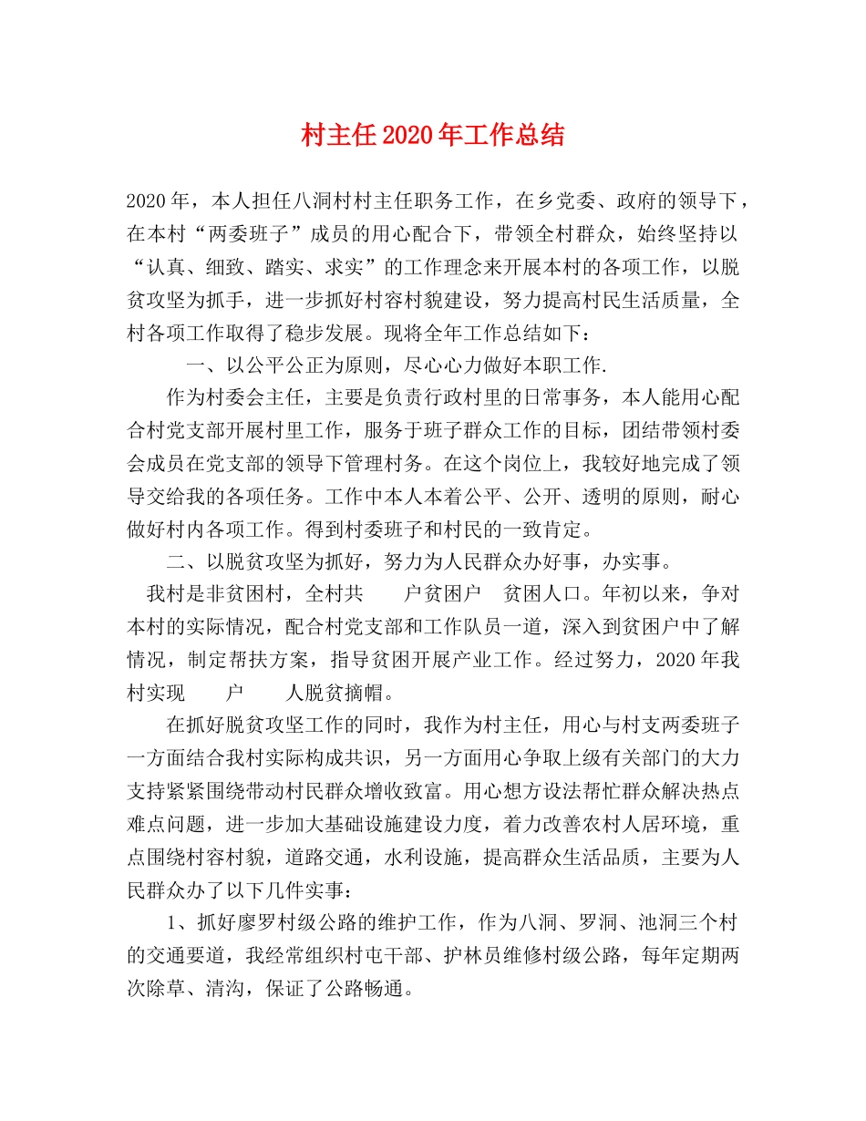 村主任2020年工作总结 _第1页