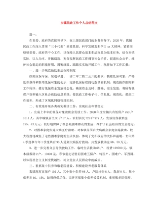 乡镇民政工作个人总结范文