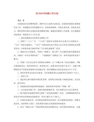村2020年妇联工作计划 