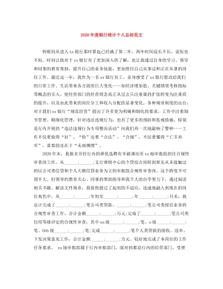 2020年度银行统计个人总结范文