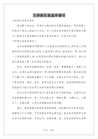 大学班长竞选申请书