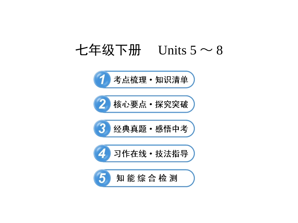 2013版初中英语全程复习方略课件：（人教版）七年级下册Units5-8_第1页