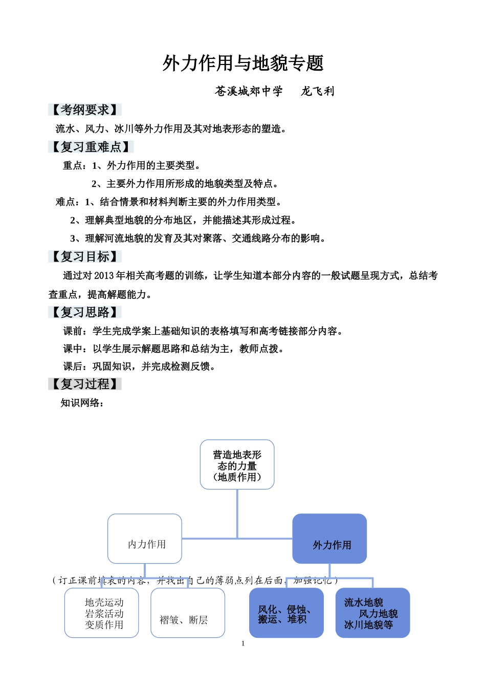 外力作用与地貌教案_第1页