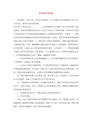 本月安全工作总结 