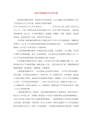 本月工作总结及下月工作计划 