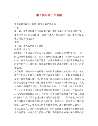 本人试用期工作总结 