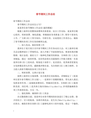 春节期间工作总结 