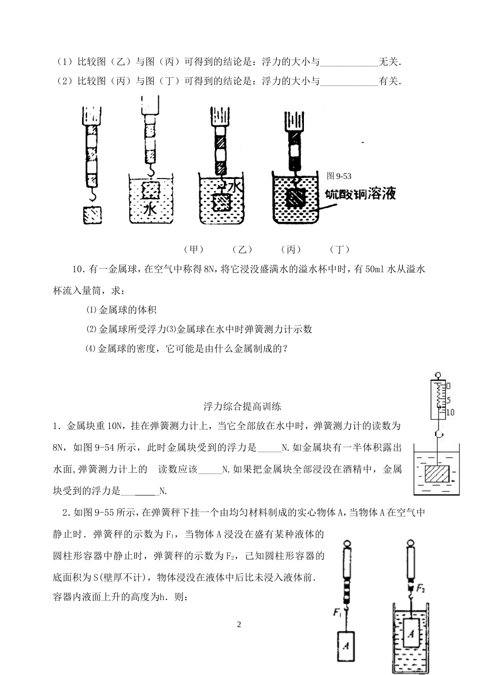 浮力基础知识训练_第2页