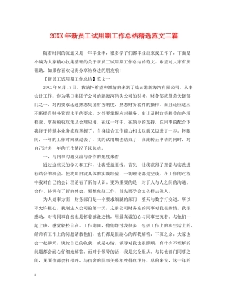 新员工试用期工作总结精选范文三篇