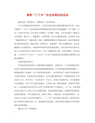 暑期三下乡社会实践活动总结