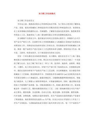 实习期工作总结格式