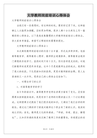 大学教师岗前培训体会心得