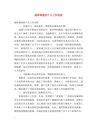 抽样调查的个人工作总结 