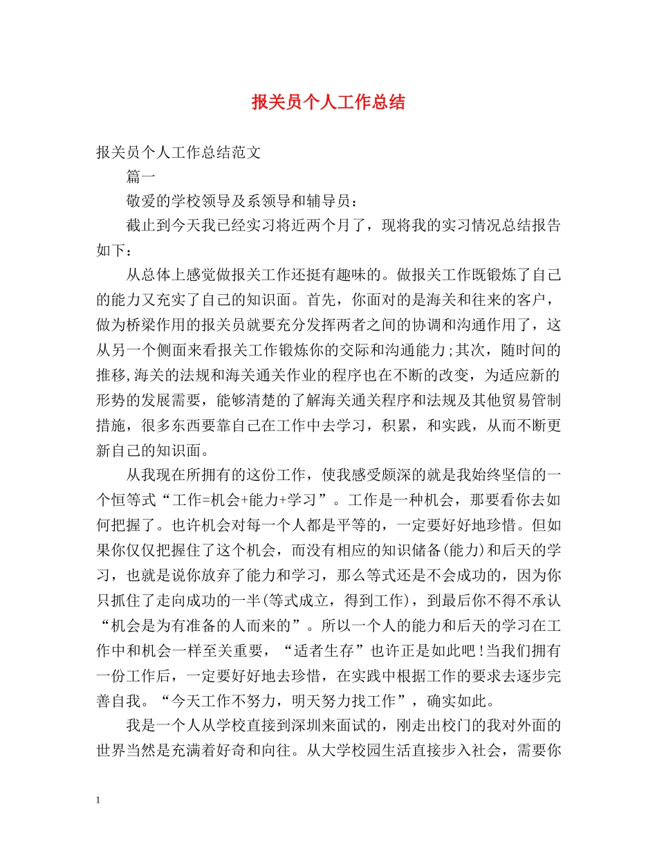 报关员个人工作总结 _第1页
