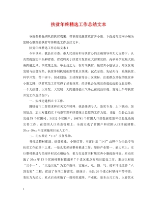 扶贫年终精选工作总结文本 