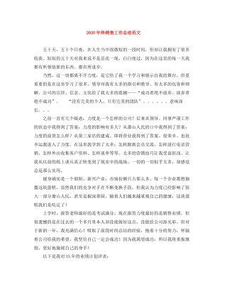 2020年终销售工作总结范文