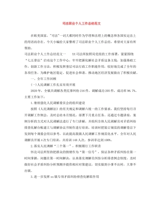 司法职业个人工作总结范文