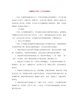 乡镇综治干事个人工作总结格式