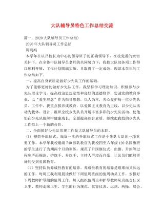 大队辅导员特色工作总结交流 