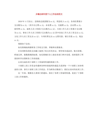 乡镇出纳年度个人工作总结范文