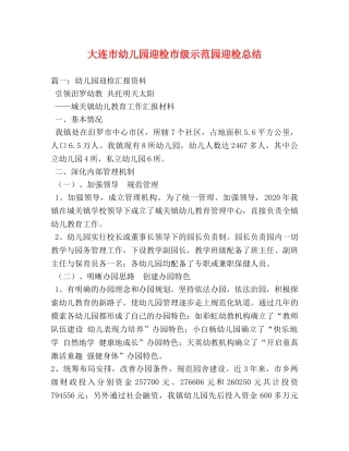 大连市幼儿园迎检市级示范园迎检总结 