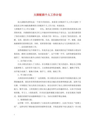 大班配班个人工作计划 