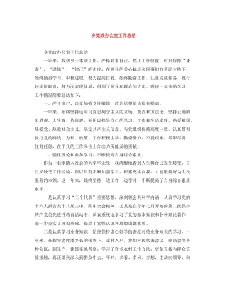 乡党政办公室工作总结