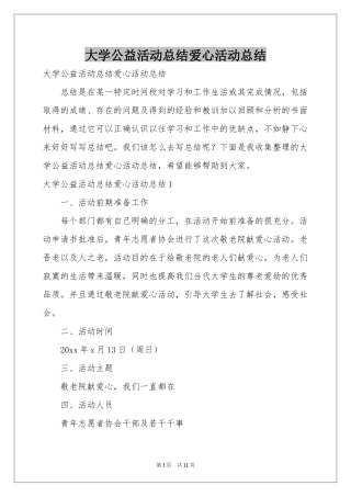 大学公益活动参考总结爱心活动参考总结