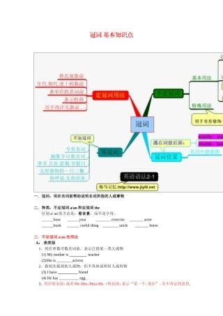 初中英语语法思维导图冠词知识点和用法