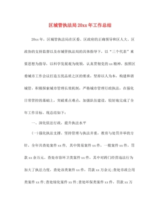 区城管执法局工作总结