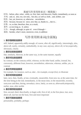 作文中的转承词学生版