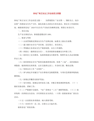 热电厂转正安全工作总结范文两篇